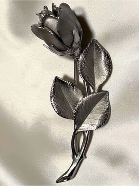 Signed HSB Harry S. Bick Sterling Silver Rose Bud Brooch